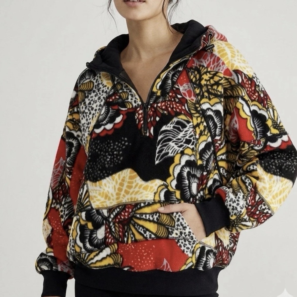 Free People Movement Wildflower Retro Combo Fleece 1/2 Zip Pullover NWT Medium